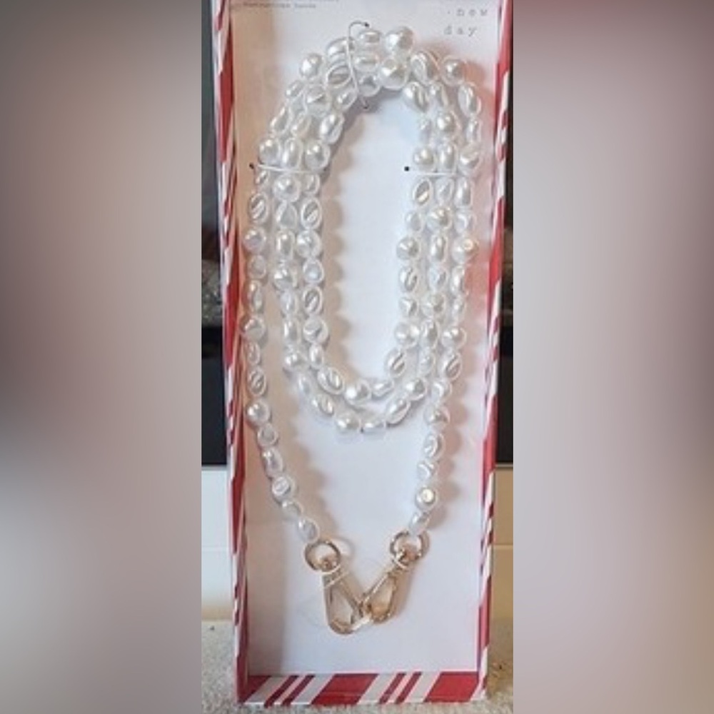 a new day Crossbody White Pearl Phone Strap